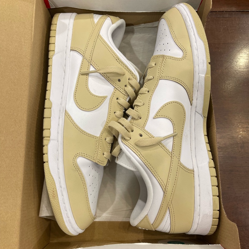 Nike Dunk Low Retro white and Team Gold